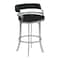 Armen Living Prinz 26" Counter Height Swivel Black Faux Leather and Brushed Stainless Steel Bar Stool LCPRBABLBS26 - alternate 1